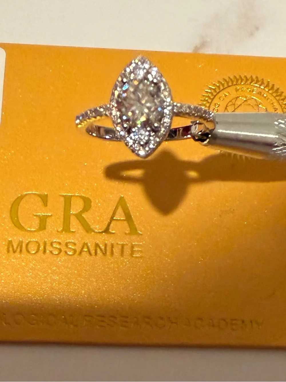 1.0CT GRA MOISSANITE MarquiseSolitaire Ring s925 sterling silver Size 6 or 9